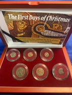 "The First Days of Christmas" , authentic ancient 6 coin set in beautiful wood box