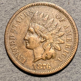 1876 Indian Cent, Grade= VF, cleaned