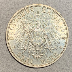 Germany, Prussia, 1912A - 3 Mark - AU, 1 year type