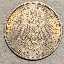 Germany, Prussia, 1914A - 3 Mark - AU, 1 year type