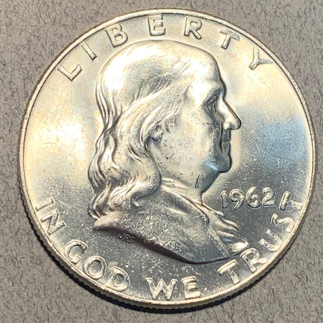 1962-D Franklin Half Dollar, Grade= MS65