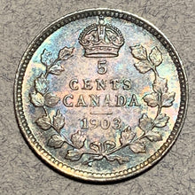 1903, Canada 5 cent Silver, AU