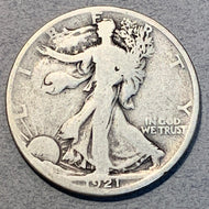 1921 D Walking Liberty Half Dollar, VG