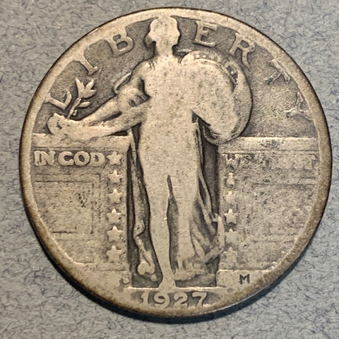 1927-S Standing Quarter, Grade= G6