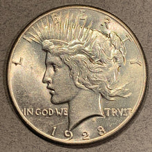 1928 Peace Dollar, AU58