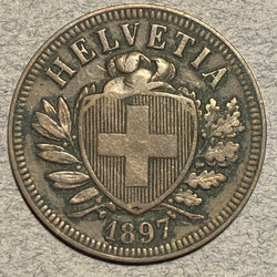 Switzerland, 1897,  2 rappen, VF, KM4.1
