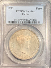 Cuba, 1898 Peso, PCGS genuine, beautiful rare coin- only 1,000 minted