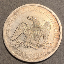 1861 Seated Half Dollar, AU, cleaned