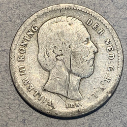 Netherlands, 1890, 25 cents, VG/G scratched