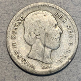 Netherlands, 1890, 25 cents, VG/G scratched