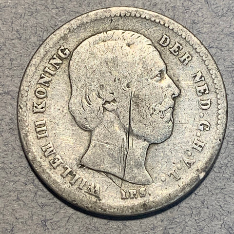 Netherlands, 1890, 25 cents, VG/G scratched