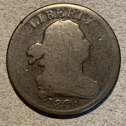 1808 Half Cent Draped Bust, G, 180% rotated reverse