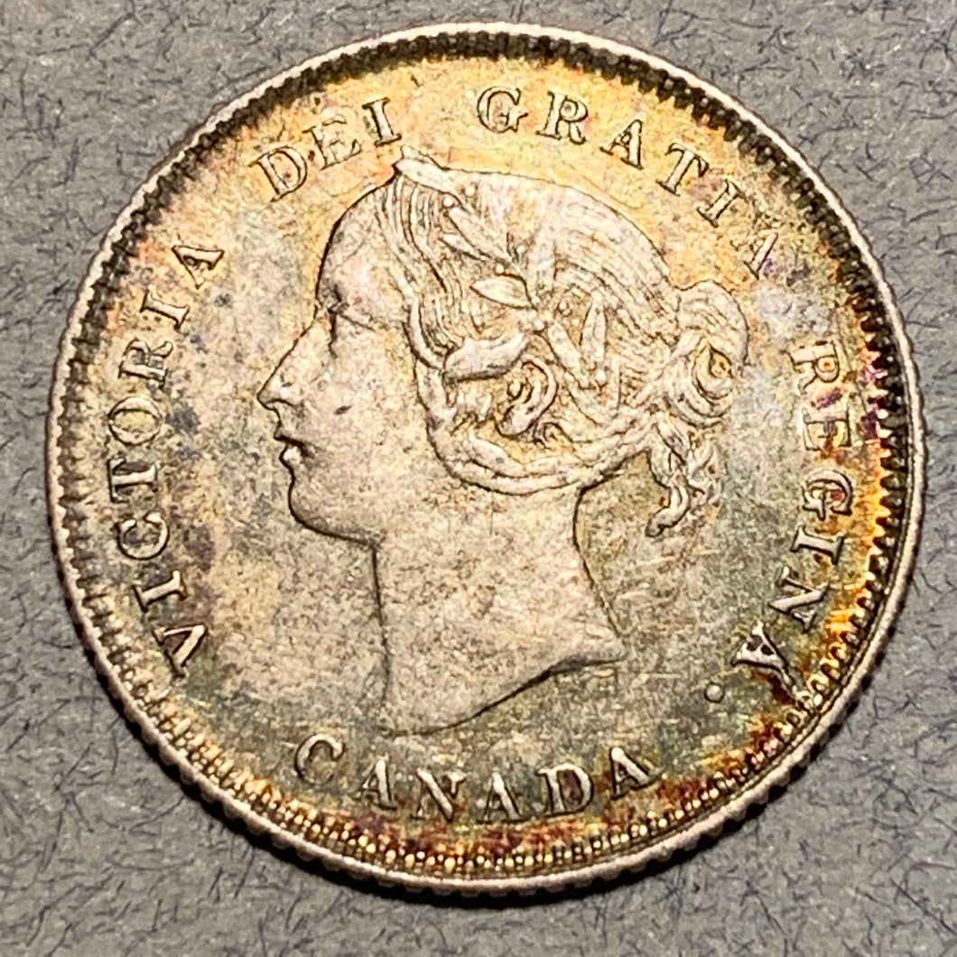 1880 H, Canada 5 cent Silver, AU