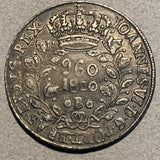 Brazil, 1820B, 960 reis, AU, deep brown tone. Over-struck on 8 reale