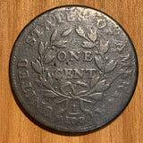 1798 large Cent Draped Bust, F, corroded