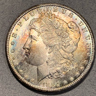 1884 CC Morgan Dollar, MS64 oddly nice striated colorful obv toning