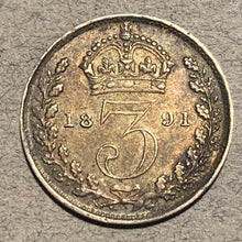 Great Britain, 1891, 3 Pence, KM758, XF, dark tone.