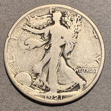 1921 D Walking Liberty Half Dollar, VG, a couple tiny rim ticks