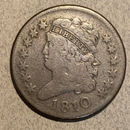 1810 Classic Head Half Cent, F