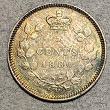 1880 H, Canada 5 cent Silver, AU