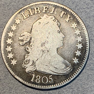 1805 Draped Bust Quarter, VG10, light bend