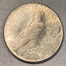 1927 Peace Dollar, AU58, light gold toning