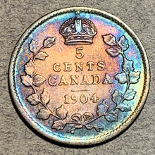1904, Canada 5 cent silver, XF, beautiful toning