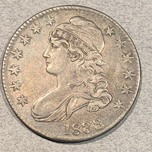 1823 Capped Bust Half Dollar XF/AU, broken 3, original luster around stars, cleaned and small 2mm hit on hat