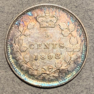 1898, Canada 5 cent Silver, AU