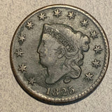 1825, F18  Coronet Head Large Cent. Dark porous surfaces