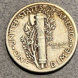 1942 over 1 Mercury Dime, F15, Liberty Head dime