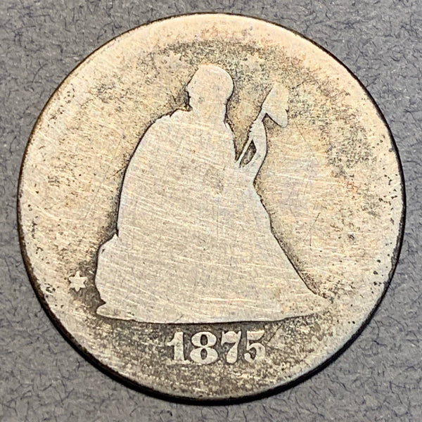 1875 S Twenty Cents, Grade= AG, cleaned with hairlines