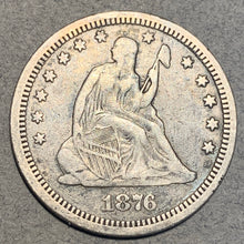 1876 CC Seated Liberty Quarter, VF, 2 tiny, light rim bruises