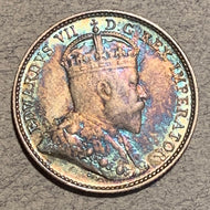 1905, Canada 5 cent, KM13, XF, attractive blue and purple toning