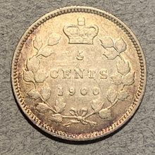 1900, Canada 5 cent, KM2, AU. Attractive tone, thin scratches across dated side.