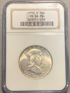 1950-D Franklin Half Dollar, NGC MS64FBL