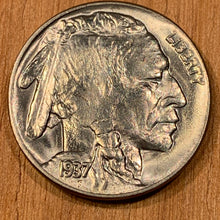 1937 Buffalo Nickel, Grade= MS67 - bold and bright. Exact coin imaged.