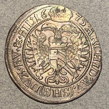Germany/Silesia, 1675SHS, 6 Kreuzer, KM507, AU cleaned