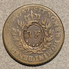 French Colonies, 1767,  Sou, Counter-stamped RF. Louisiana RF Louis XV