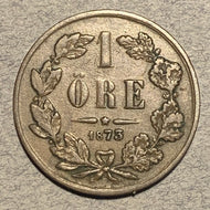 Sweden, 1873,  1 ore,  F, KM728  - ERROR SVFRIGES