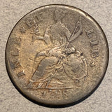 1788 Vermont Cent, VF dated side is VF, slightly cupped