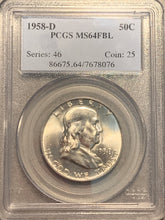 1958-D Franklin Half Dollar, PCGS MS64FBL