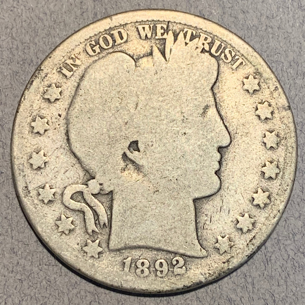 1892-S Barber Half Dollar, Grade= G/AG