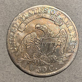 1833 Capped Bust Half Dollar, VF cleaned at some point but now toned