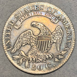 1829 Cap Bust Half Dollar, F/VF, nearly imperceptible bend