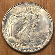 1942 D over D? Walking Liberty Half Dollar, MS63PQ, odd  mintmark printed over what appears a light D