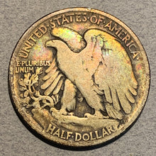 1921 D Walking Liberty Half Dollar, VG, oddly attractive toned reverse