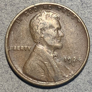 1924-D Lincoln Cent, Grade= VF, exact coin imaged.