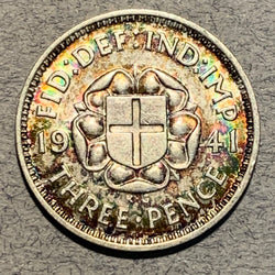 Great Britain, 1941, 3 pence, AU nice toning on dated side