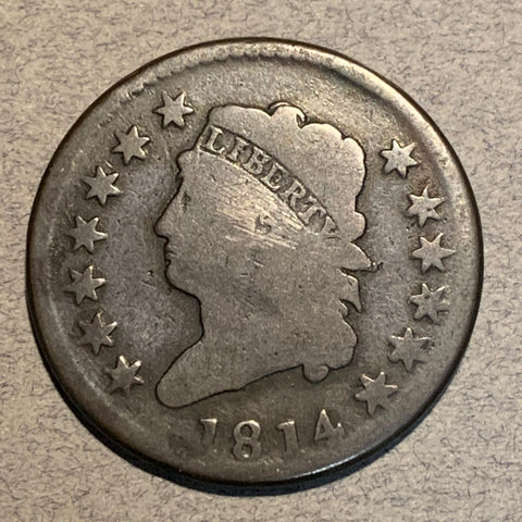 1814 Large Cent Classic Head, VG/G, 2 long thin scratches on reverse